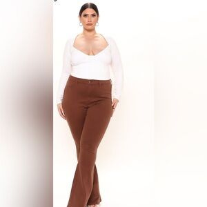 Fashion Nova Olive Green Flared Jeans EUC